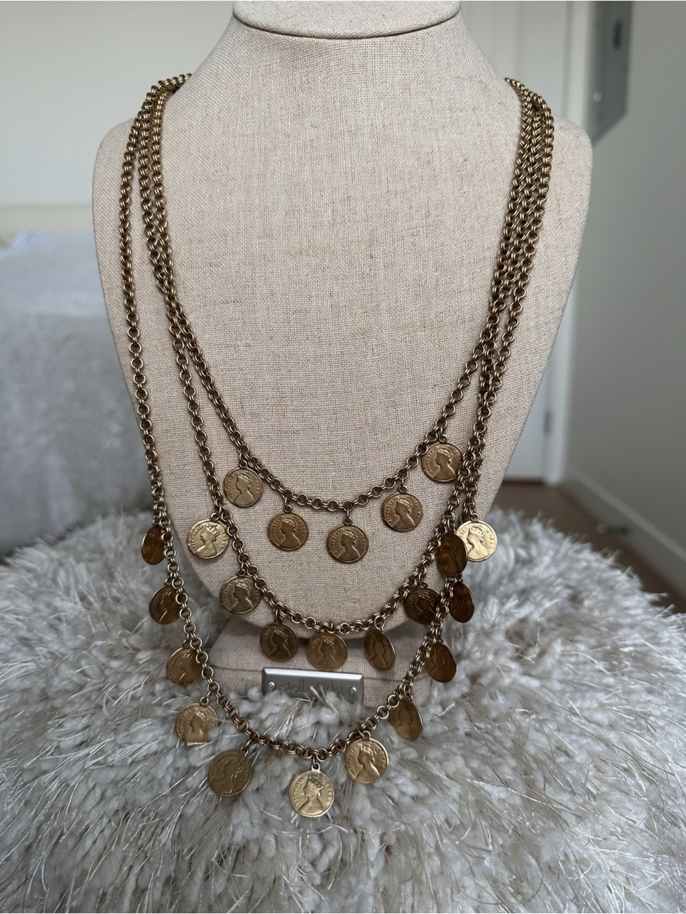 Stella & Dot Rio Triple Strand Coin Necklace